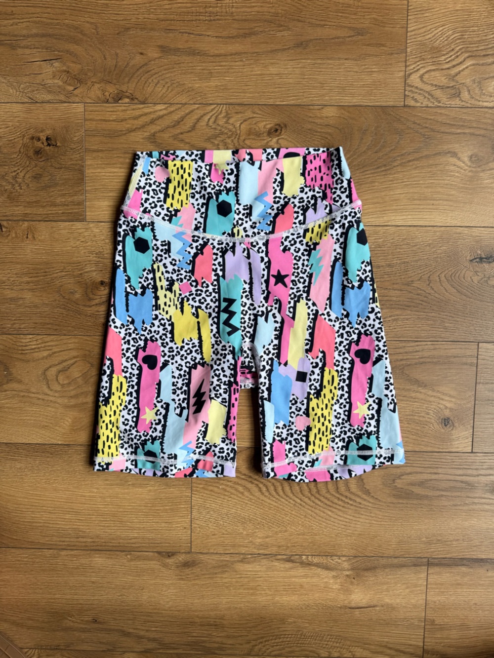 Girls' Multicolor Patterned Bike Shorts - High Waist Active Fit